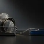 Sieben tokenisierte Aktien liegen als Sicherheit neben einem digitalen USDC-Kreditpool im DeFi-Markt.