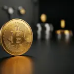 Goldene Bitcoin-Münze in einem dunklen institutionellen Tresor als Symbol für Strives Bitcoin-Akkumulation